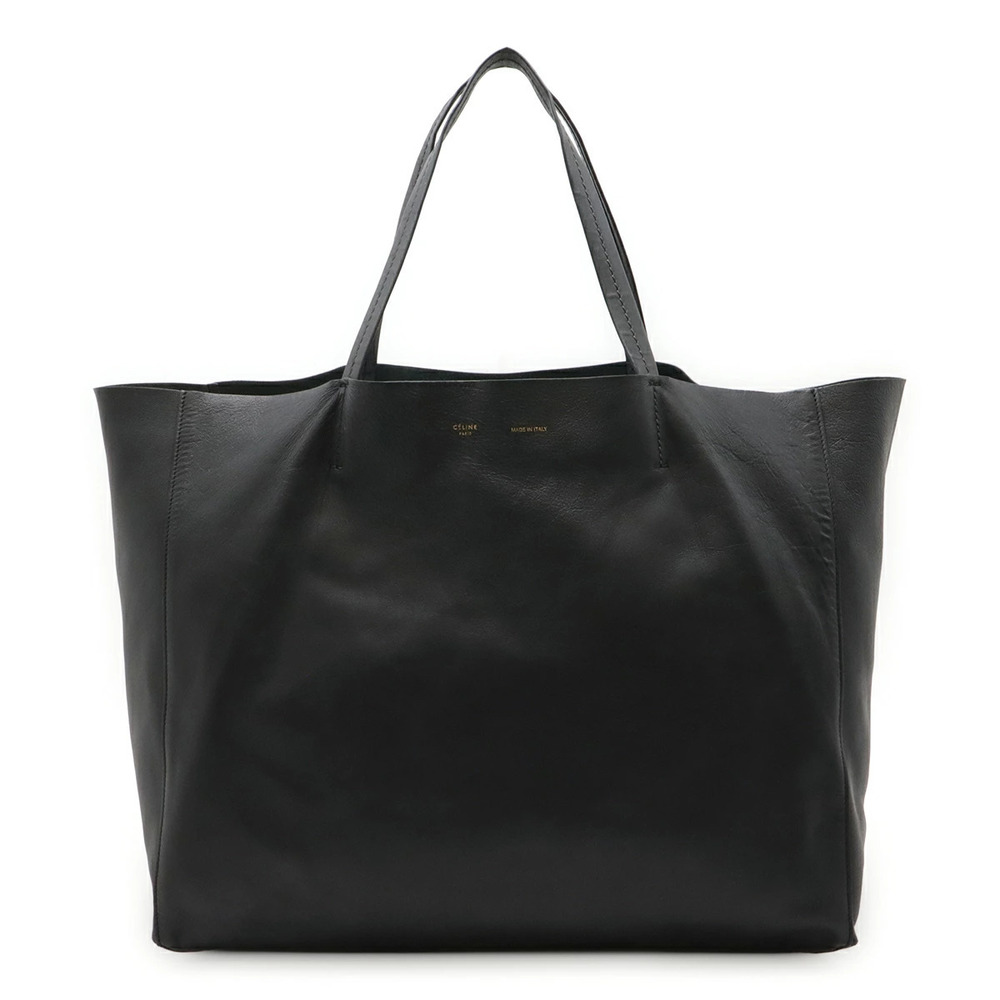 Celine Horizontal Cabas Tote Bag Shoulder Leather Dark Gray